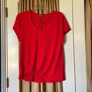 Democracy mock hem red top Medium